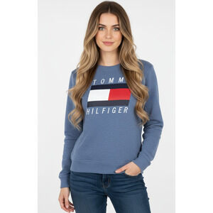 Tommy Hilfiger Sport Sweatshirt Womens XL Blue Logo Fleece Pullover Crewneck